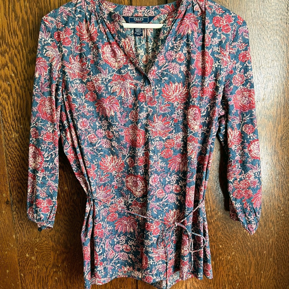 ❤️ 3 for $30❤️ Chaps multicolored peasant blouse